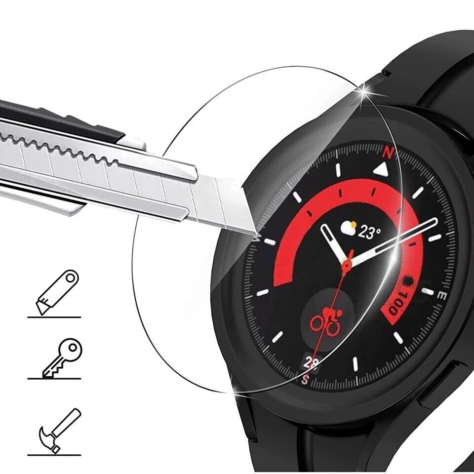 4-Pack Tempered Glass Screen Protector for Samsung Galaxy Watch 5 Pro 45mm - HD Clear, Bubble-Free, Scratch-Resistant for Workouts & Outdoor Activities