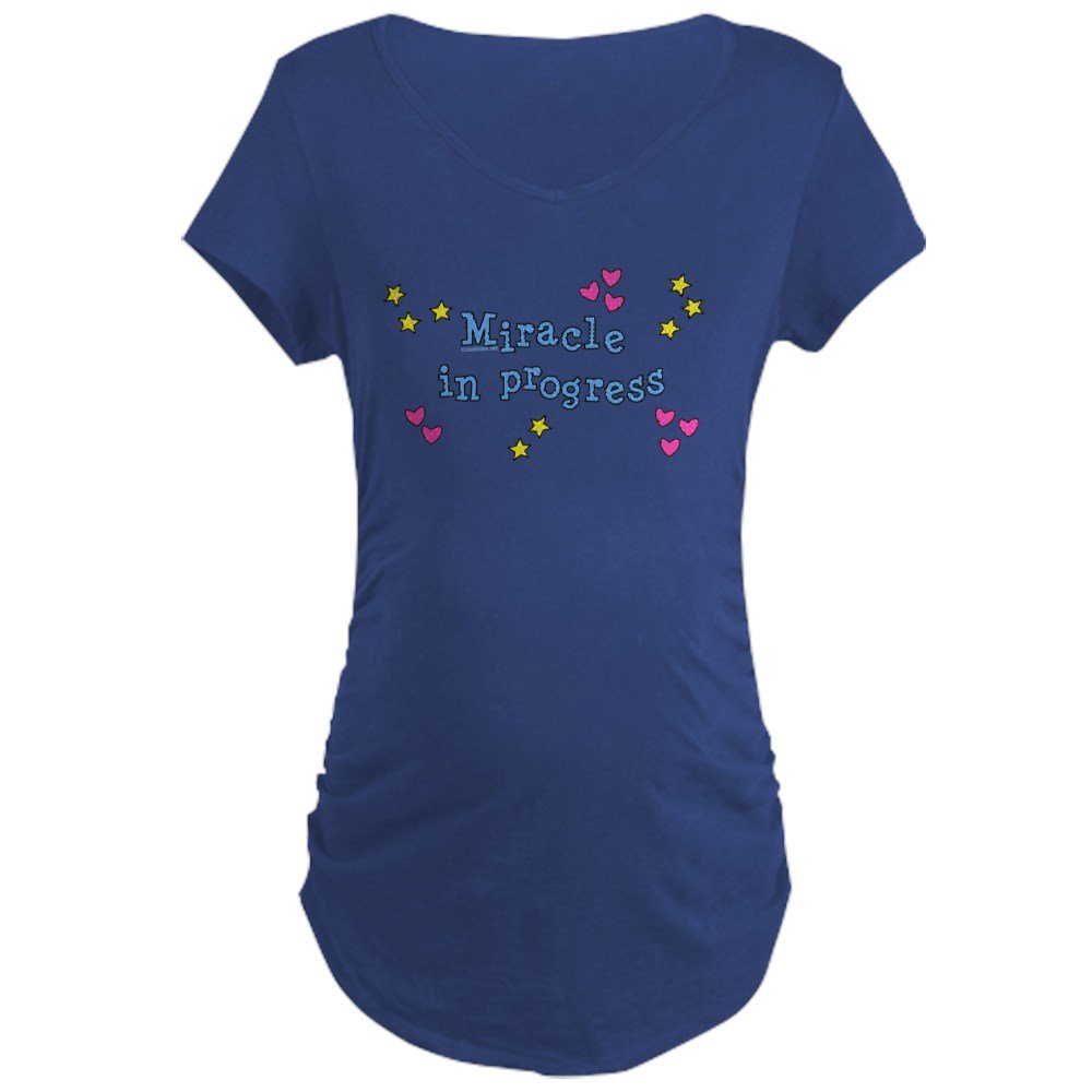 Miracle in Progress Maternity T-Shirt - Comfortable Dark Maternity Tee for Pregnant Women | Perfect for Pregnancy Announcements, Baby Showers & Casual Wear