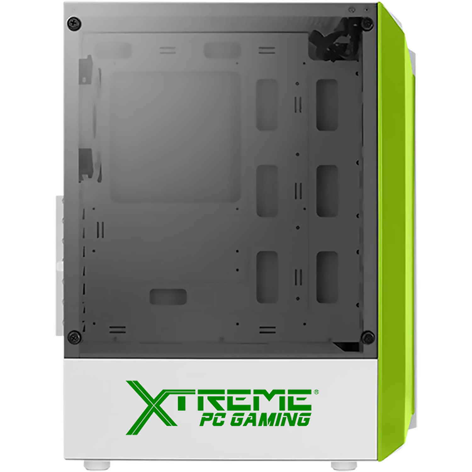 XTREME Gaming PC Case - Green Eye Edition, ATX Mid Tower with Tempered Glass, RGB Lighting & 1 Fan - Perfect for High-Performance Gaming Rigs & Custom PC Builds
