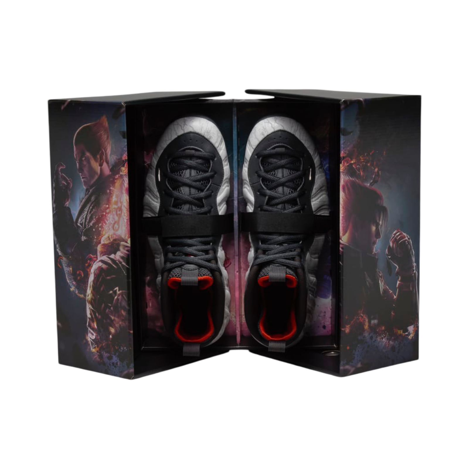 Nike Foamposite Tekken 8 Jin Kazama Basketball Shoes - Photon Dust/Metallic Dark Grey/Off Noir - Limited Edition Gaming Sneakers for Streetwear & Collectors
