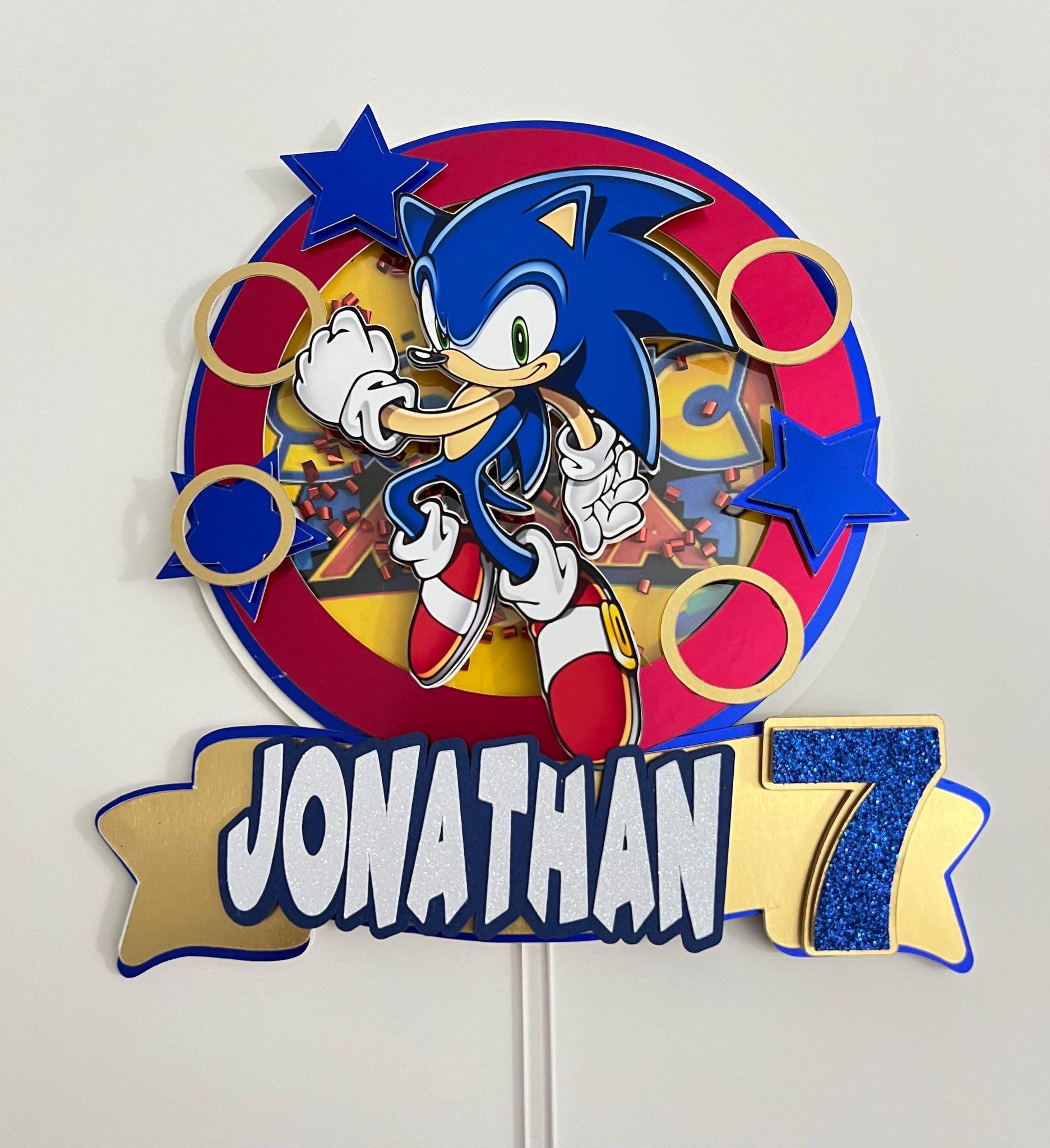Custom Sonic Cake Topper - 3D Printed Birthday Party Decorations for Kids & Adults - Perfect for Sonic The Hedgehog Themed Cakes, Cupcakes & Desserts