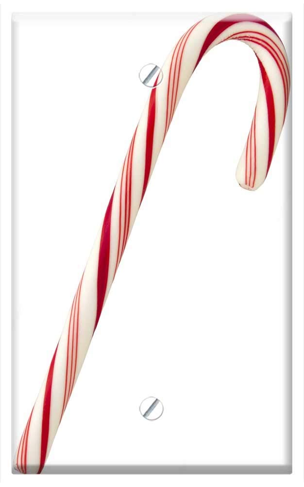 Single-Gang Blank Wall Plate Cover - Candy Cane Peppermint Christmas Design in Red | Perfect for Holiday Home Decor & Electrical Outlet Safety
