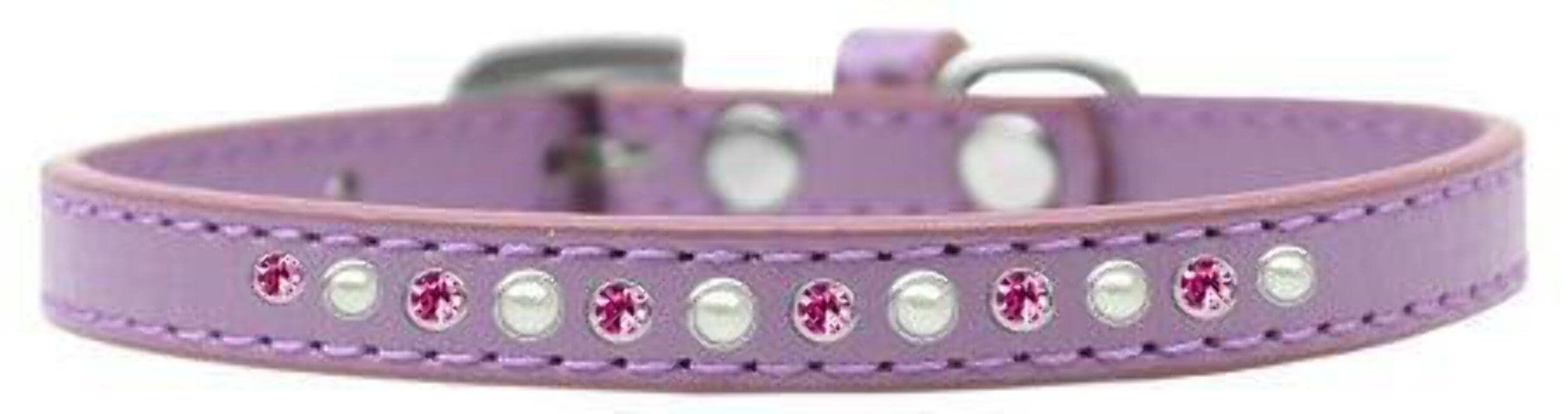 Lavender Dog Collar with Pearls & Pink Crystals for Pets