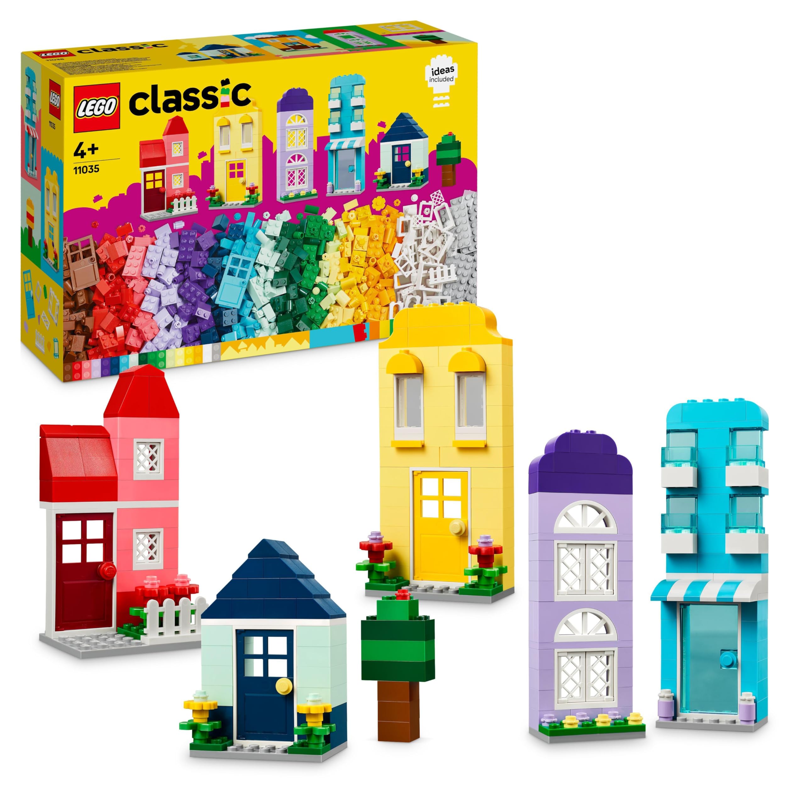 LEGO Classic Creative Houses Building Toy Set with Bricks, Doors, Windows & Gardens - Gift for Kids Boys & Girls Ages 4+ (11035) - Perfect for Imaginative Play, Home Decoration & DIY Projects