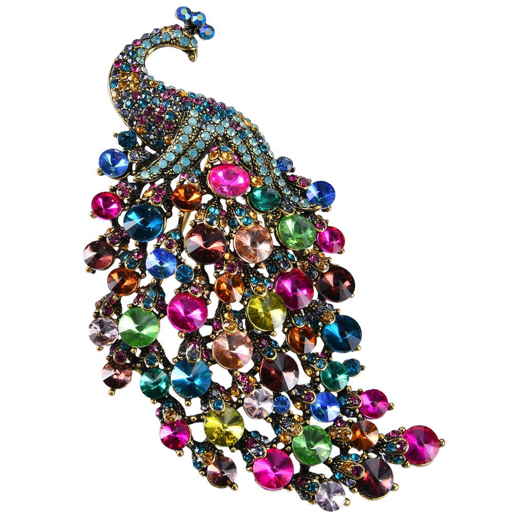 Exquisite Art Nouveau Peacock Crystal Rhinestone Brooch Pin for Women | Vintage-Inspired Jewelry Accessory | Perfect for Weddings, Parties & Special Occasions