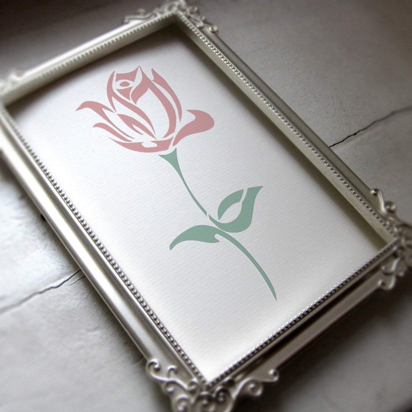 Premium Solo Rose Stencil - Elegant Flower Painting Template for Wood, Canvas & Wall Decor | 6.5