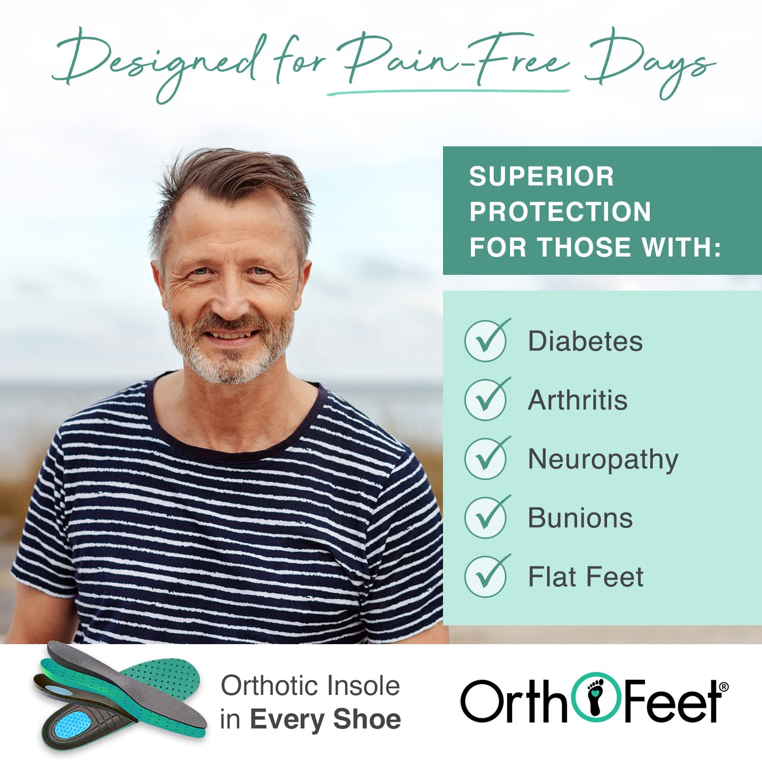 Orthofeet Men's Orthopedic Leather Eldorado Flip-Flop Sandals - Comfortable Arch Support for Plantar Fasciitis & Heel Pain Relief - Perfect for Walking, Travel & Beach Wear