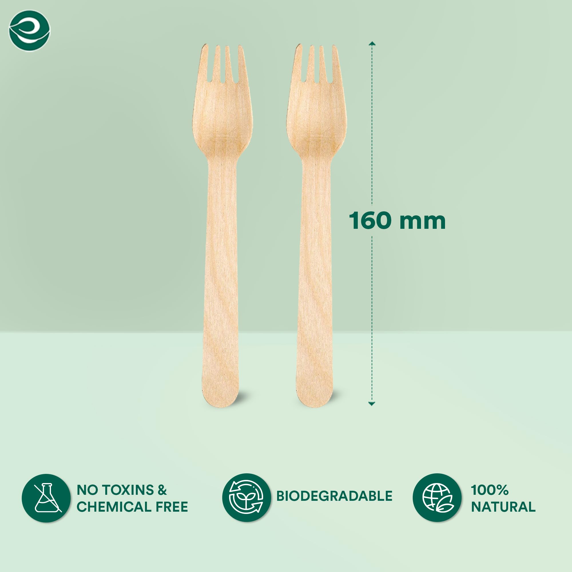 ECO SOUL [160mm, 50 Pack] Biodegradable Wooden Forks - Disposable Flatware for Parties, Weddings & Kids Birthday - Eco-Friendly Cutlery for Picnics, BBQs & Outdoor Dining