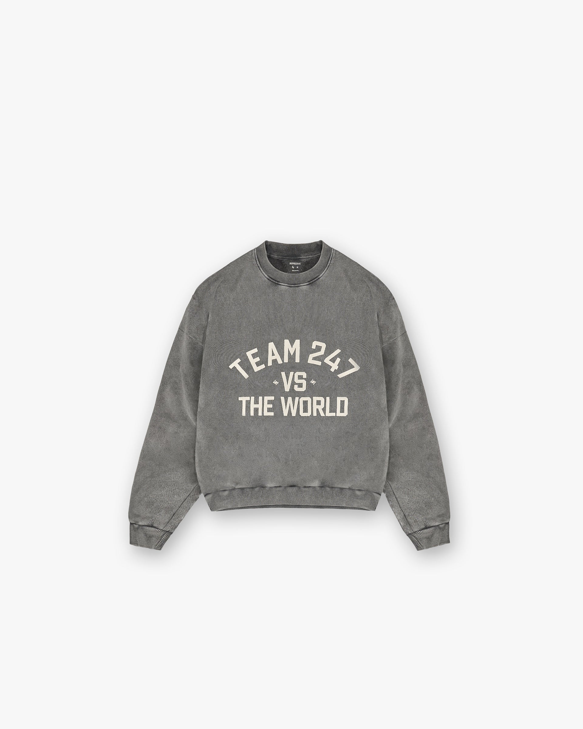 247 Vs The World Boxy Sweater - Oversized Unisex Pullover in Pewter Gray | Trendy Streetwear for Casual Outfits & Layering