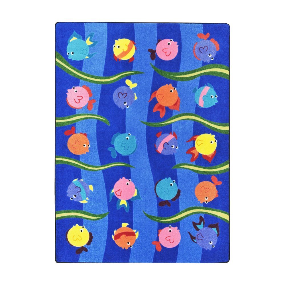 Joy Carpets Kid Essentials Friendly Fish Rug for Infants & Toddlers - Soft Non-Slip Nursery Playroom Rug, Multicolor 5'4