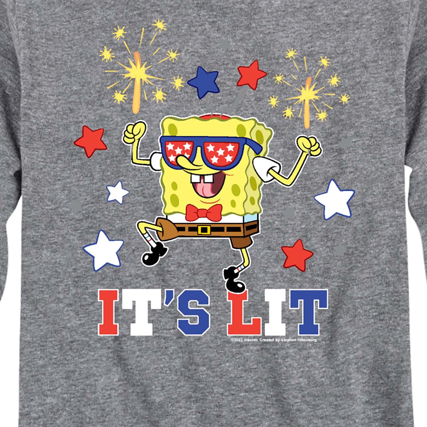 HYBRID APPAREL Spongebob Squarepants 'It's Lit' Graphic T-Shirt for Toddler & Youth - Long Sleeve Cotton Tee for Boys & Girls - Fun Cartoon Character Shirt for School, Playdates & Birthday Parties