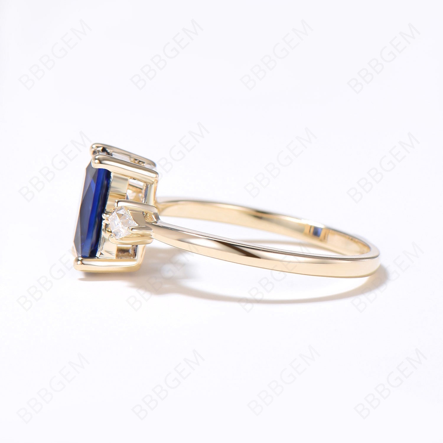 2CT Radiant Cut Blue Sapphire Engagement Ring for Women - Unique Three Stone Wedding Ring with 14K White Gold - Perfect for Proposals, Anniversaries & Special Occasions