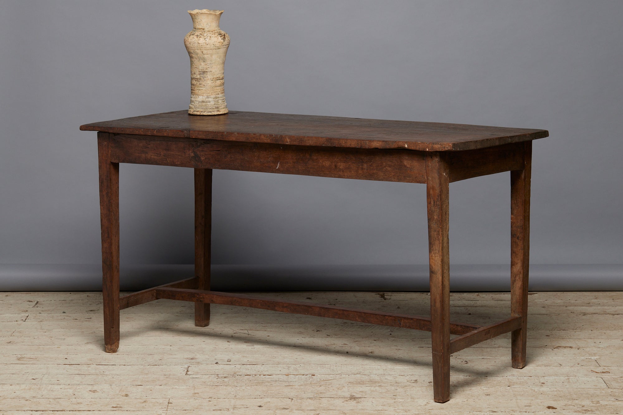 Antique Late 19th Century Teak Wood Desk - Single Board Top Java Vintage Writing Table for Home Office & Study Room Decor