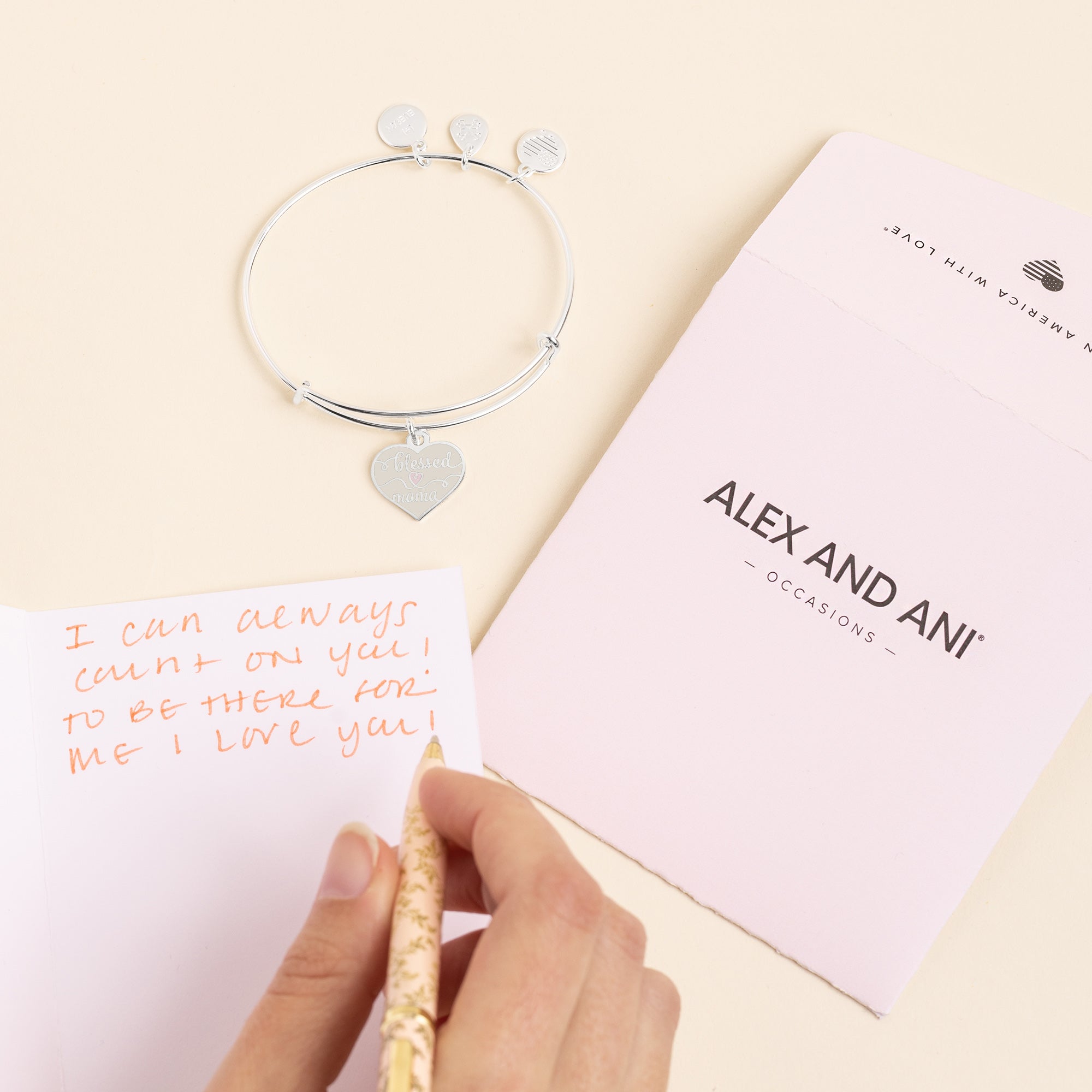 Blessed Mama Charm Bangle - Sterling Silver Inspirational Jewelry for Women - Perfect Gift for Mother's Day, Birthday & Special Occasions