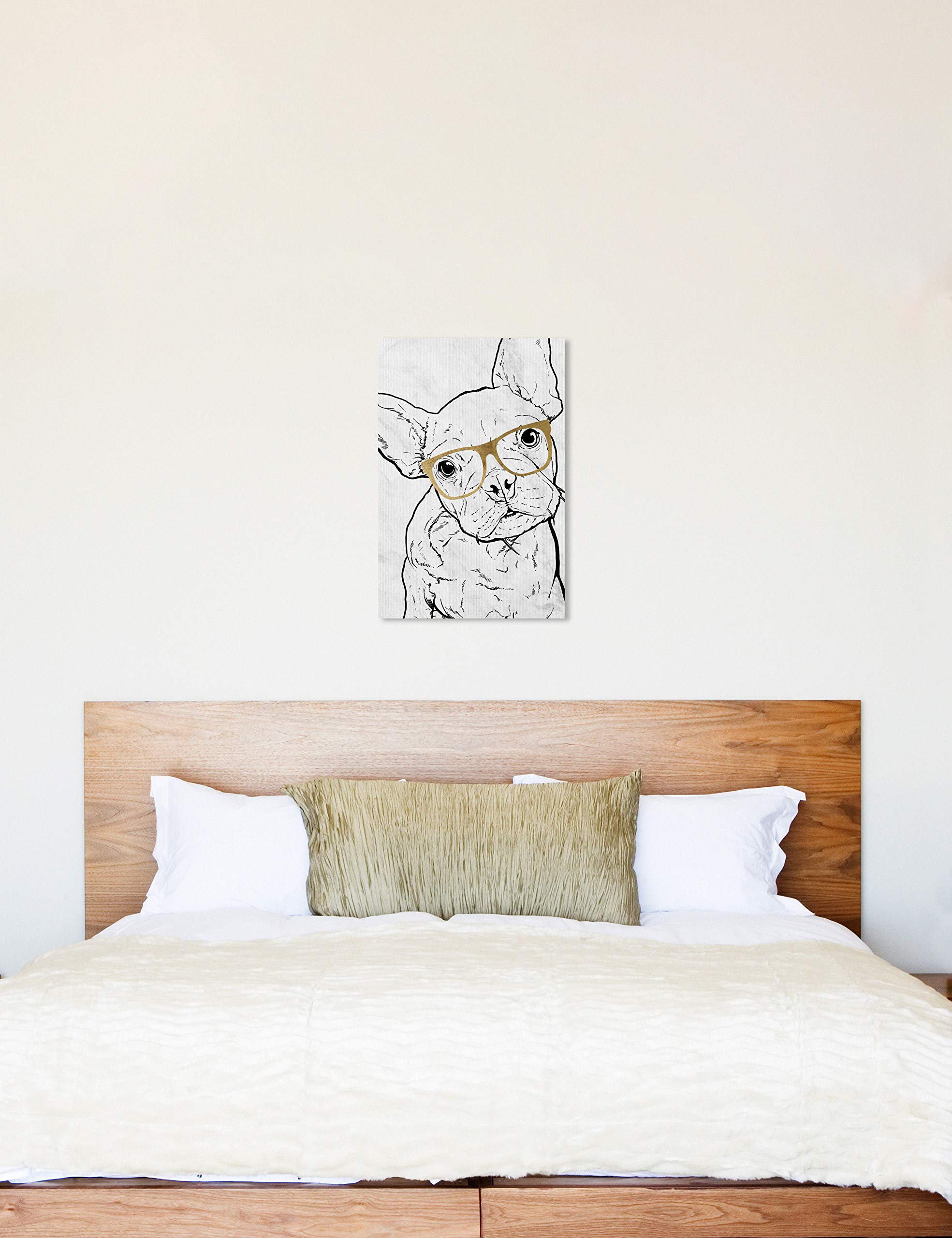 Frenchie Glasses Wall Art Canvas Print - 20x30 Inches Black & Gold Animal Home Decor by Oliver Gal Artist Co. | Perfect for Living Room, Bedroom or Office Decor