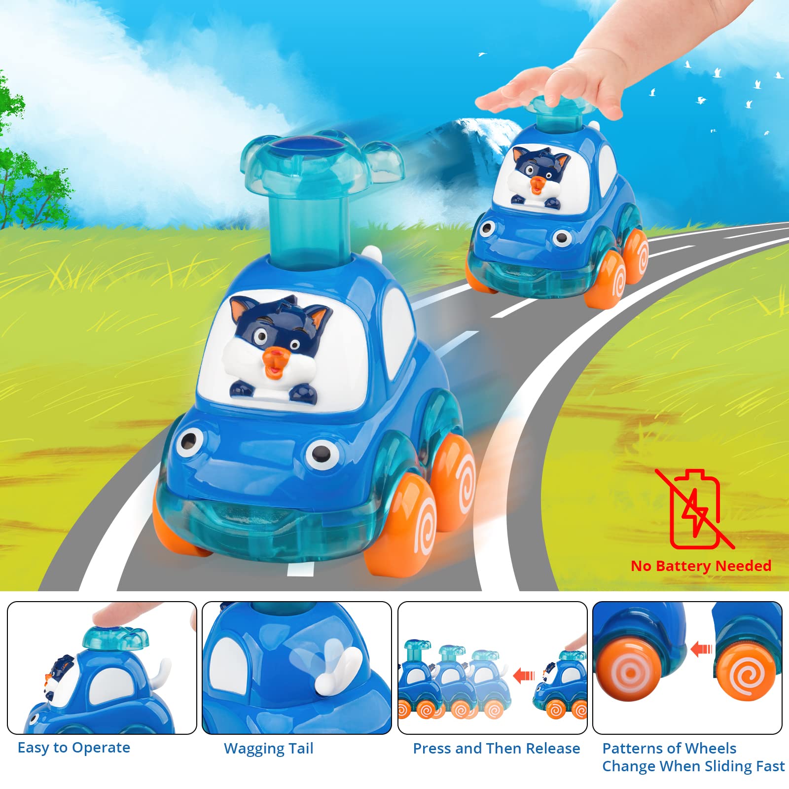 4 PCS Inertia Animal Car Toys for Toddlers 1-2 Years Old | Best 1st Birthday Gifts for Boys & Girls | Safe & Durable Baby Toys 12-18 Months | Perfect for Playtime, Learning & Early Childhood Development