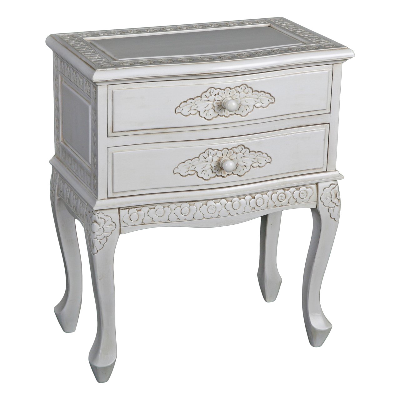 Handcrafted Wooden Two-Drawer Side Table - International Caravan Furniture - Perfect for Living Room, Bedroom, or Office Decor