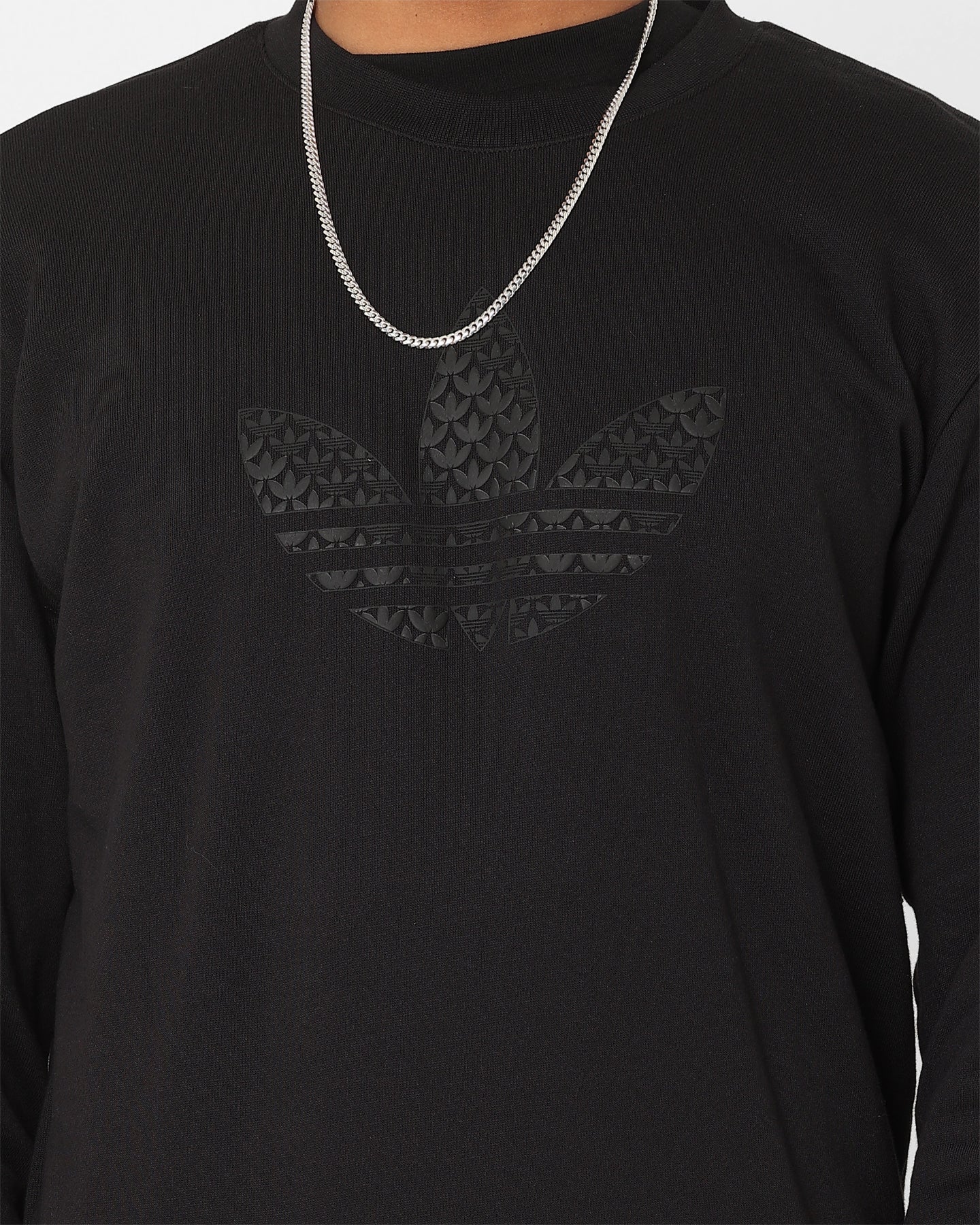 Adidas Monogram Crewneck Sweatshirt for Men & Women - Black Cotton Pullover Hoodie for Casual Wear & Street Style