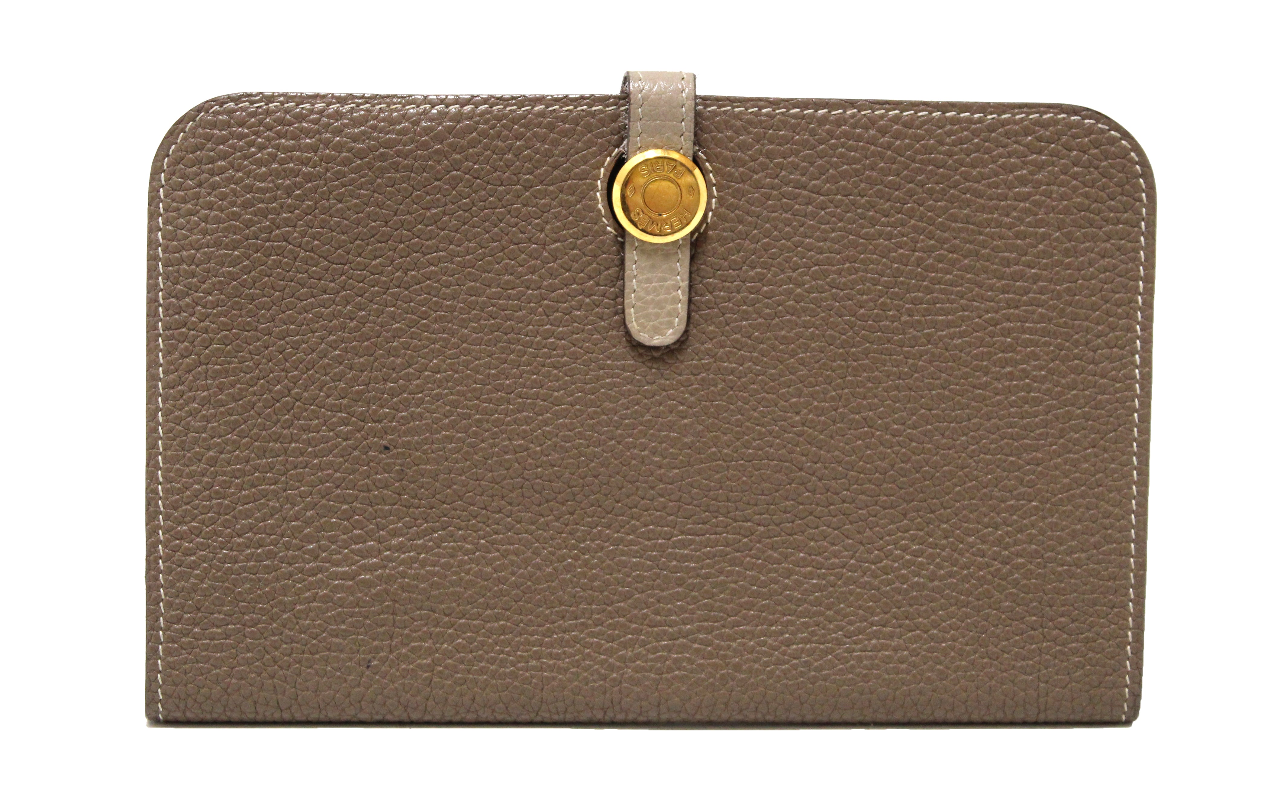 Authentic Hermes Grey Etoupe/Gris Tourterelle Bi-Color Togo Leather Dogon Wallet - Luxury Bifold Card Holder for Women & Men | Perfect for Everyday Use, Travel & Gifting