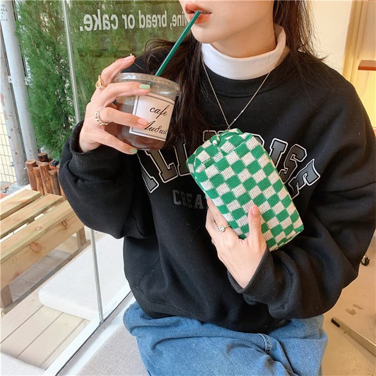 2 Pcs Small Makeup Bag Set - Checkered Cosmetic Pouch & Brush Organizer | Mini Travel Makeup Case for Purse | Cute Aesthetic Accessories Storage | Perfect for Women's Travel Essentials & Daily Beauty Organization