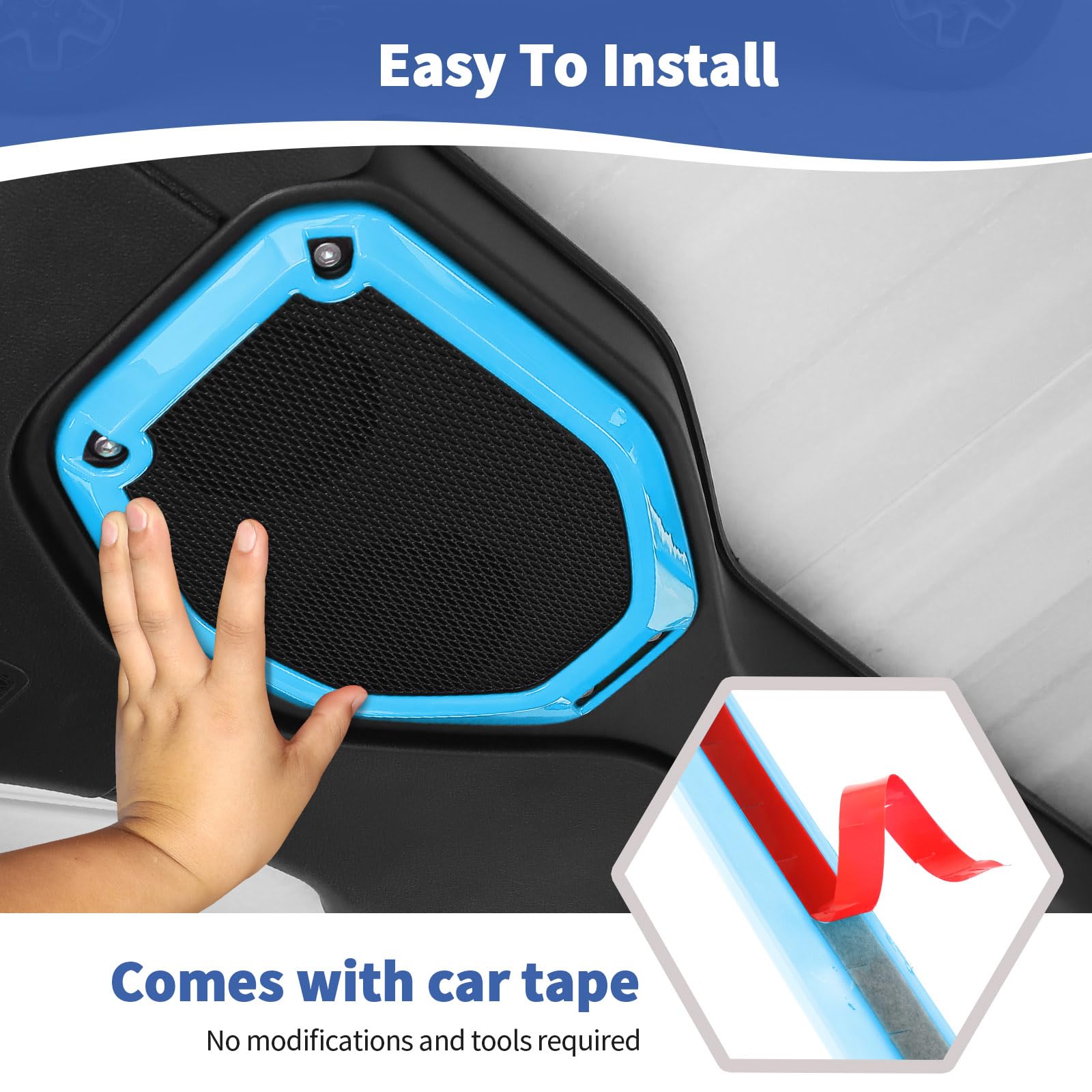 RT-TCZ Roof Speaker Cover Trim for Jeep Wrangler JL JLU & Gladiator JT (2018-2023) - Baby Blue Interior Accessories (2-Piece Set) - Perfect for Car Audio Protection & Customization