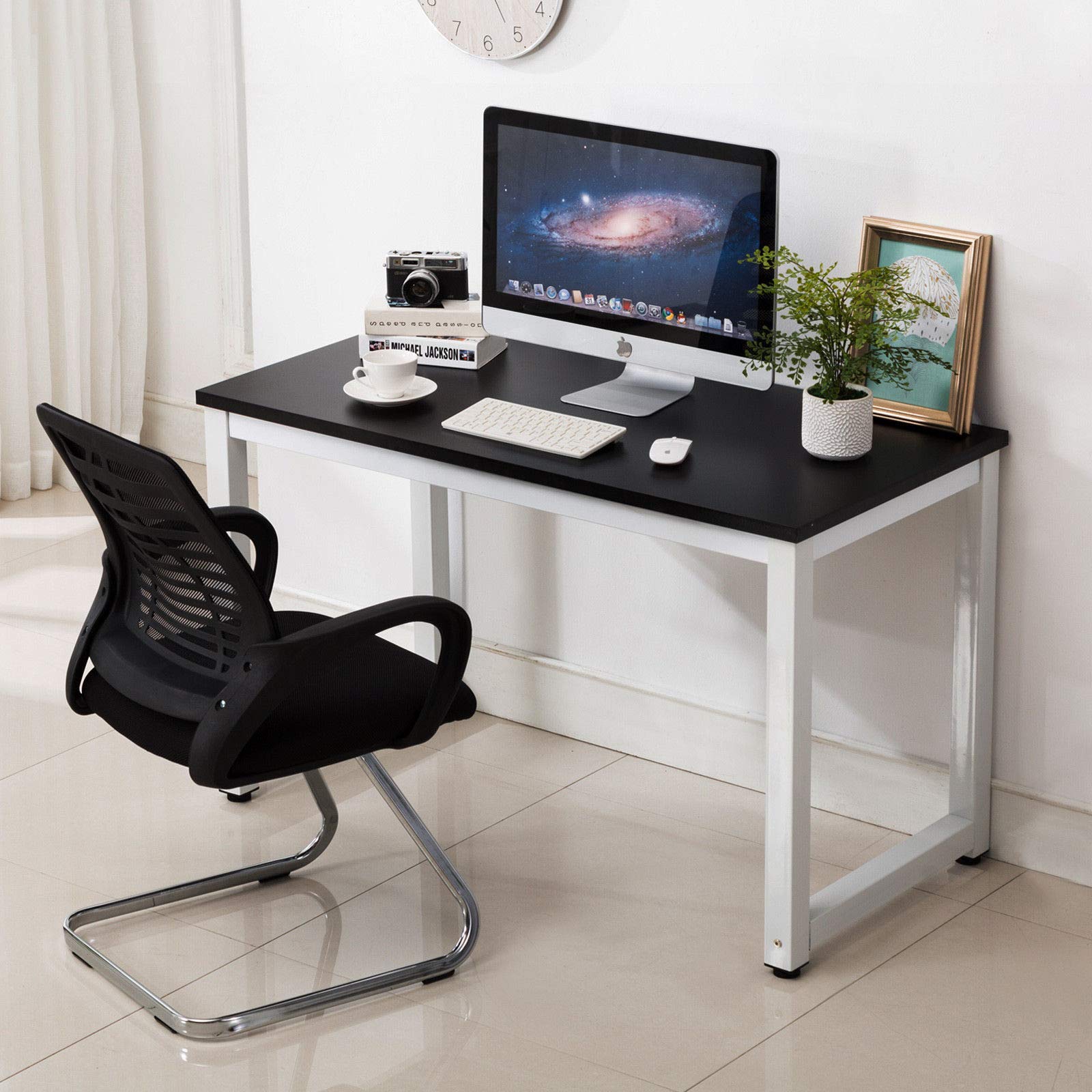 Black Wooden Computer Desk - Ergonomic PC Gaming Corner Desk with Storage, Study & Reading Laptop Workstation for Home Office - Perfect for Small Spaces & Gaming Setups