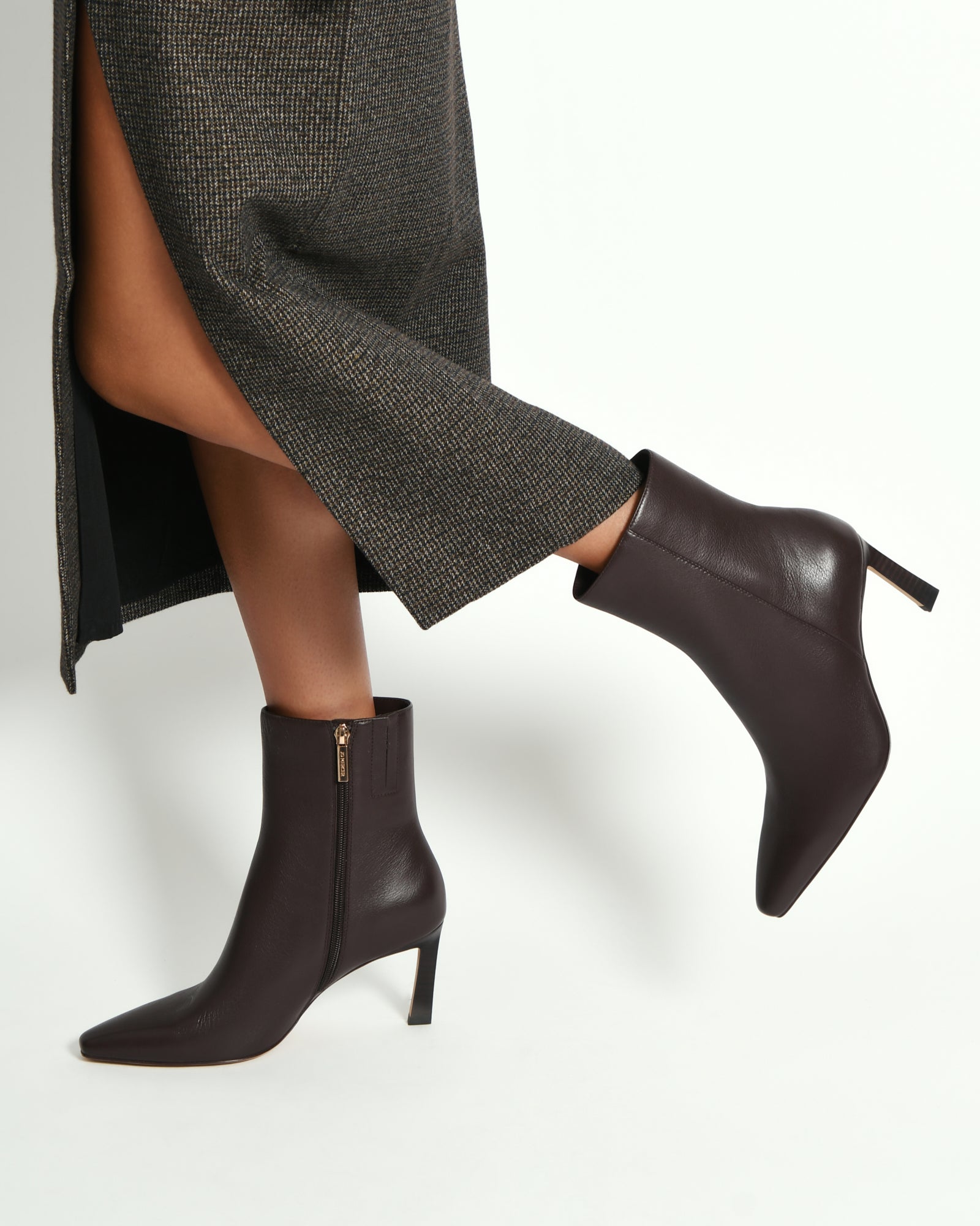 NESSIE Women's Mid Ankle Boots Bitter Chocolate Leather - Stylish & Comfortable for Fall, Winter & Everyday Wear