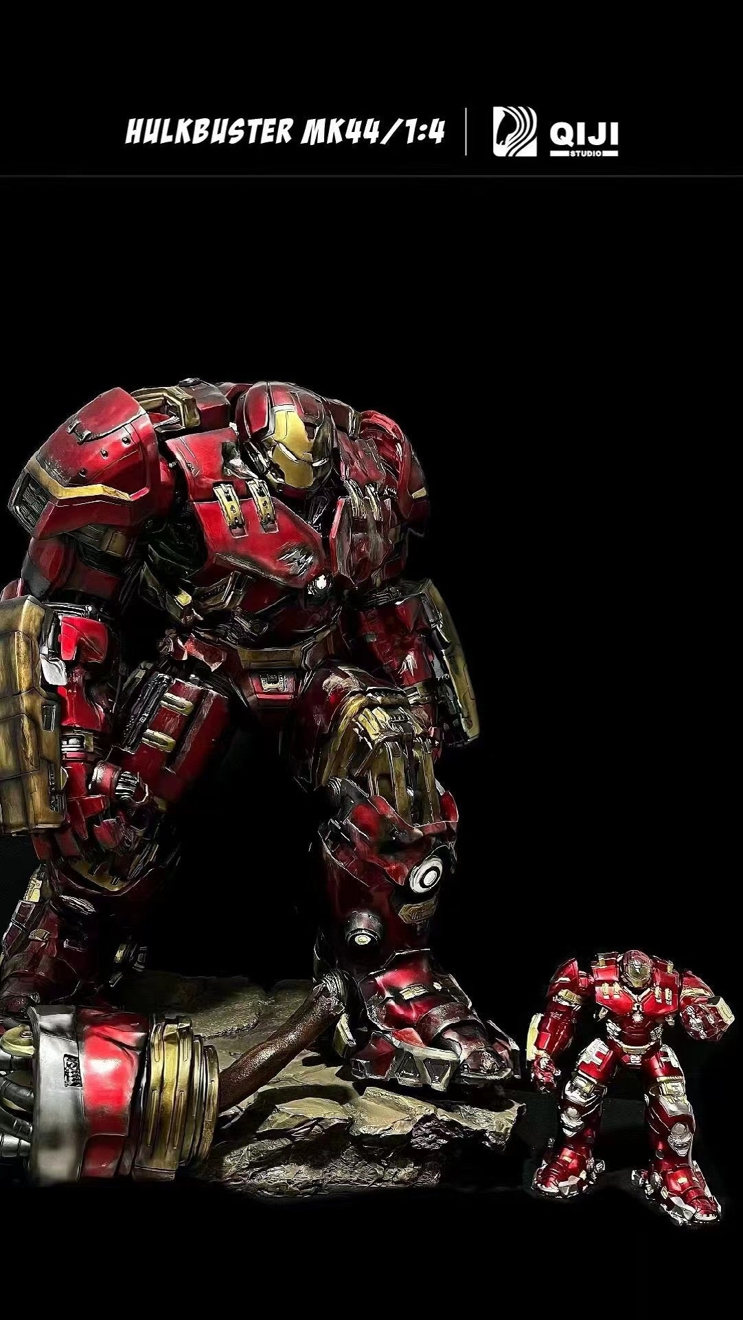 QiJi Studio Hulkbuster MK44 Iron Man Collectible Figure - Detailed Die-Cast Model for Marvel Fans, Home Display & Gift Idea