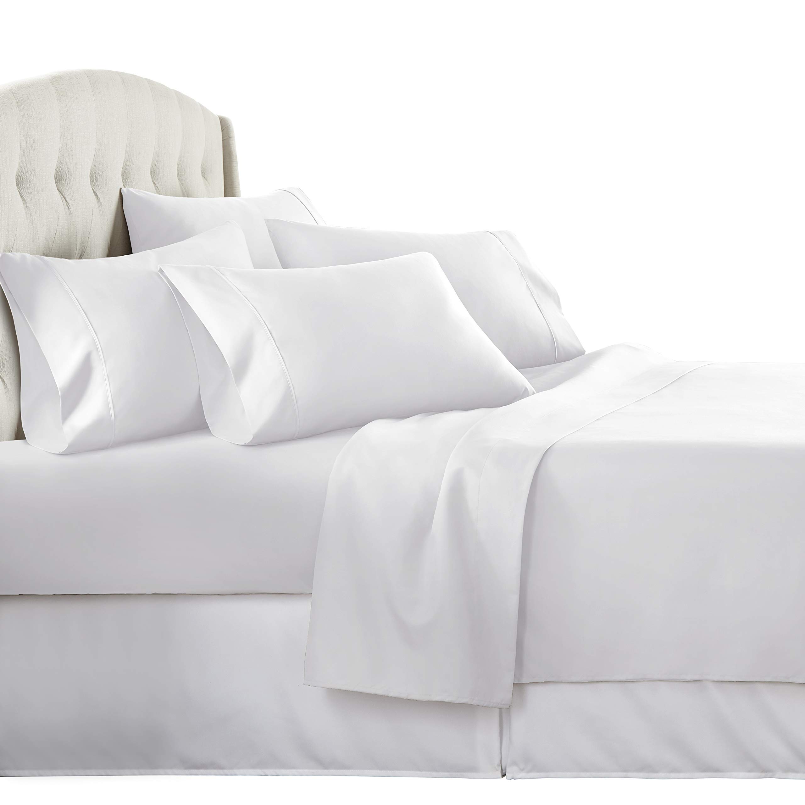 Premium 100% Egyptian Cotton 6-Piece Queen Bed Sheet Set - 600 Thread Count, Super Soft & Breathable - Fits Mattresses up to 21