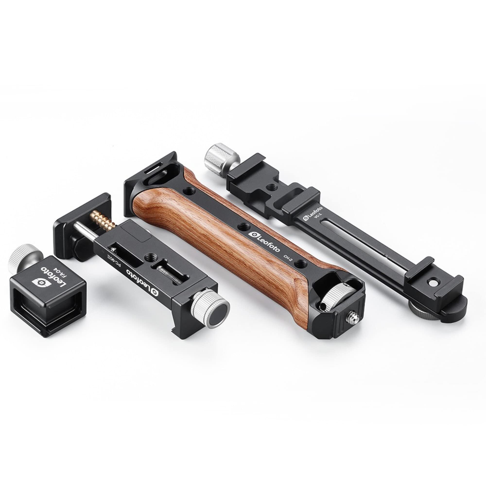 LEOFOTO VC-1 Smartphone Video Kit with Rosewood Handle - Universal Smartphone Clamp, Cold Shoe Mount & Arca/RRS Compatible Rail Clamp for Vlogging, YouTube Videos & Mobile Photography