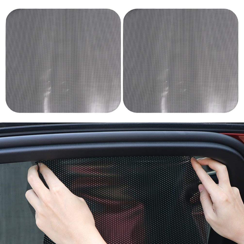 Car Window Sunshade Stickers - 1 Pair Black Adhesive Heat Shield Film for Sun Protection & UV Blocking | Perfect for Side Windows, Heat Reduction & Privacy | Ideal for Parking, Road Trips & Summer Driving