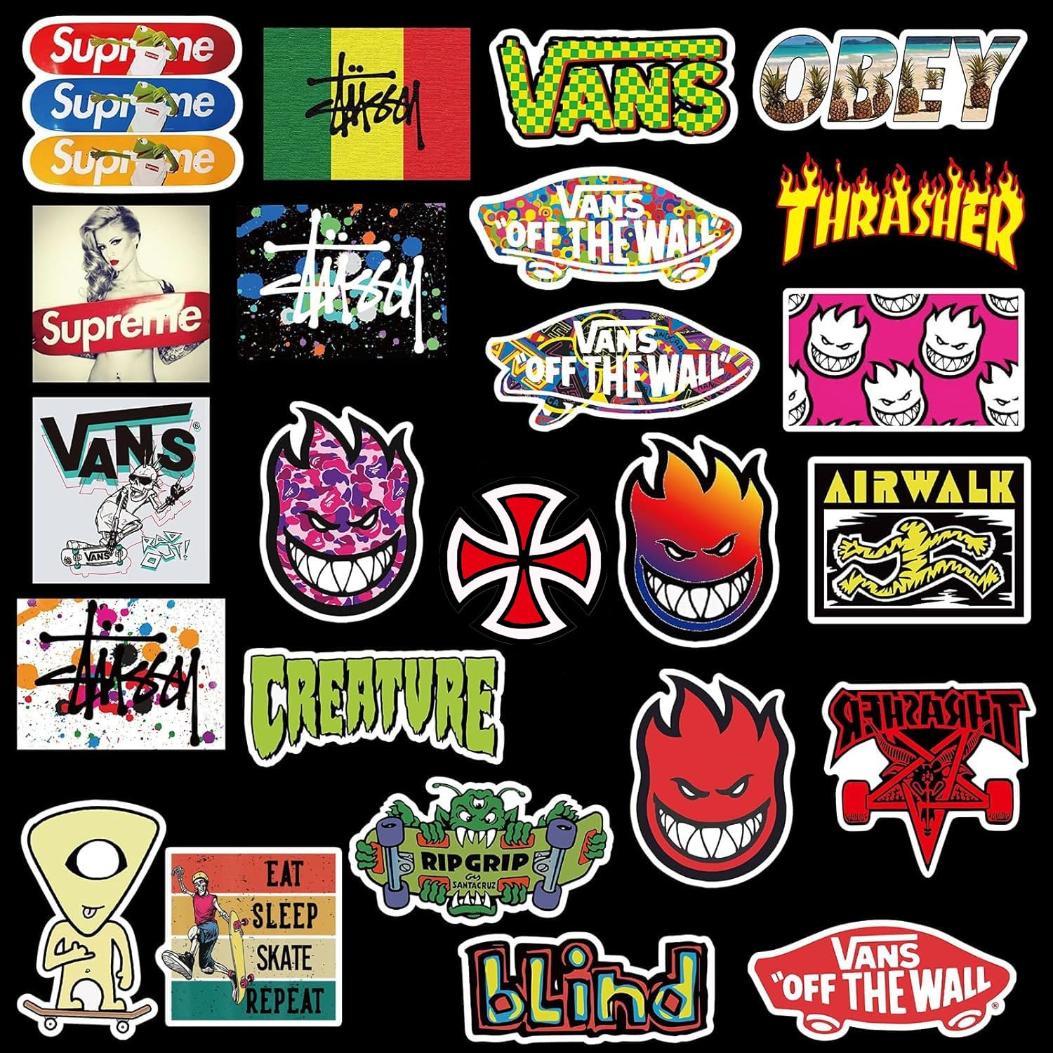 100Pcs Waterproof Skateboard Stickers Pack - Durable Vinyl Decals for Laptop, Water Bottle, Suitcase & Phone - Cool Skateboarding Stickers for Teens, Boys & Adults - Perfect for DIY Decor, Gifts & Personalizing Gear