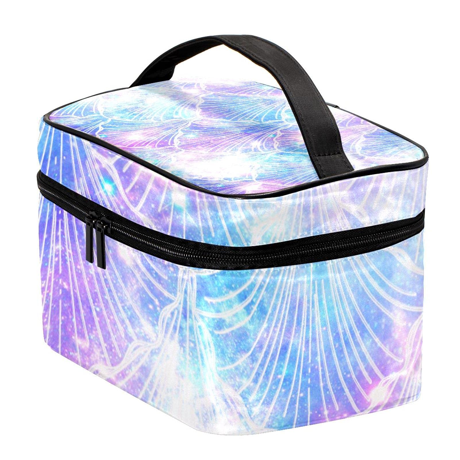 Mermaid Scale Galaxy Pattern Large Cosmetic Bag - Waterproof Travel Makeup Organizer with Zipper, Toiletry Pouch for Women & Girls | Perfect for Vacation, Gym, Beach & Daily Essentials Storage