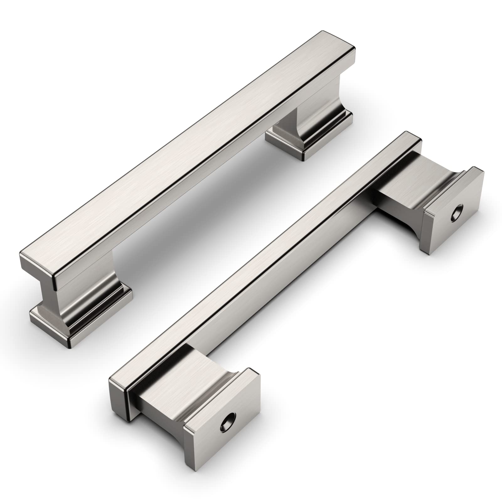 2 Pack 3.75 Inch (96mm) Brushed Satin Nickel Cabinet Handles - Kitchen Cabinet Pulls & Drawer Handles for Dresser, Wardrobe, Cupboard - Perfect for Home Renovation & Furniture Upgrade