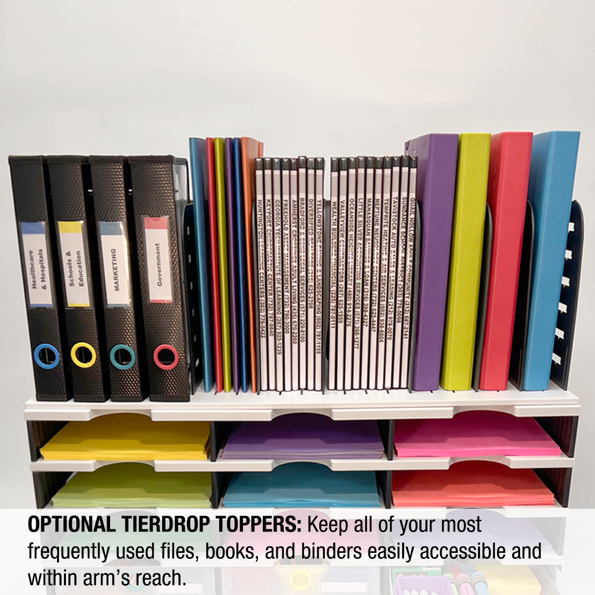 6-Tier Desktop Organizer with Letter Trays, Storage Drawers & Riser Base - Modular Office Document & Supply Organizer for Files, Papers, Stationery - Perfect for Home Office, Workspace & School Organization