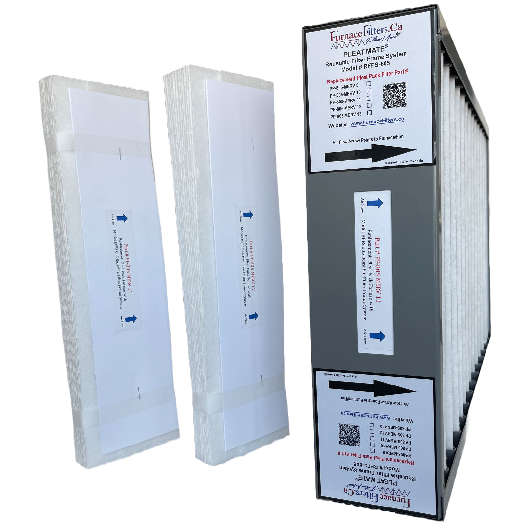 Bryant Carrier 16x25x4 Reusable Air Filter System Kit - Includes Lifetime Frame RFFS 805 & 3 MERV 11 Replacement Filters PP 805 | HVAC Furnace AC Air Purifier for Home & Office