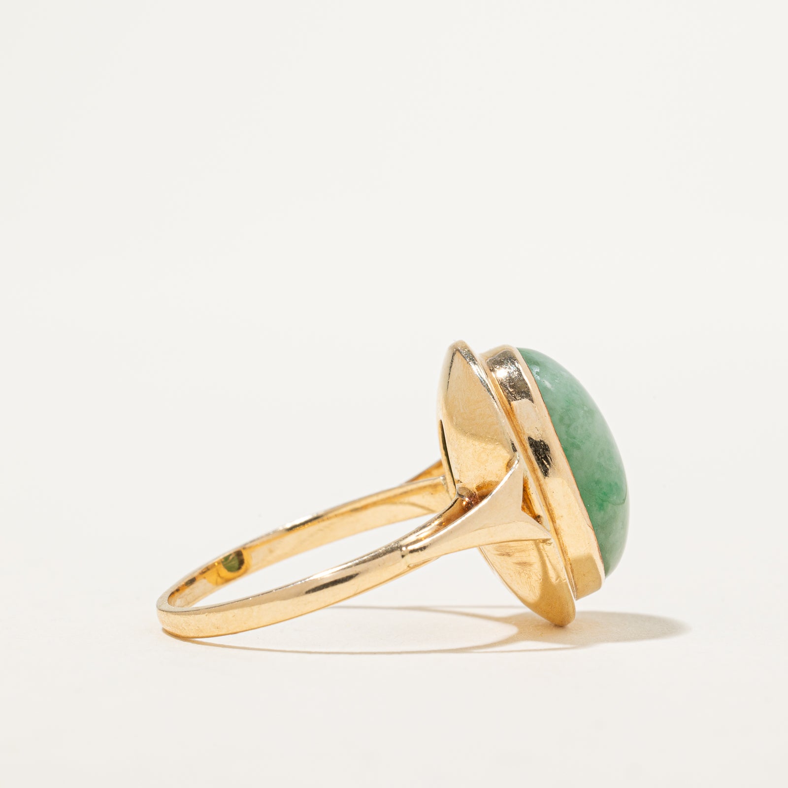 6.00ct Bezel Set Oval Cabochon Jade Ring - Size 6.5 | Elegant Green Gemstone Jewelry for Women | Perfect for Weddings, Anniversaries & Special Occasions