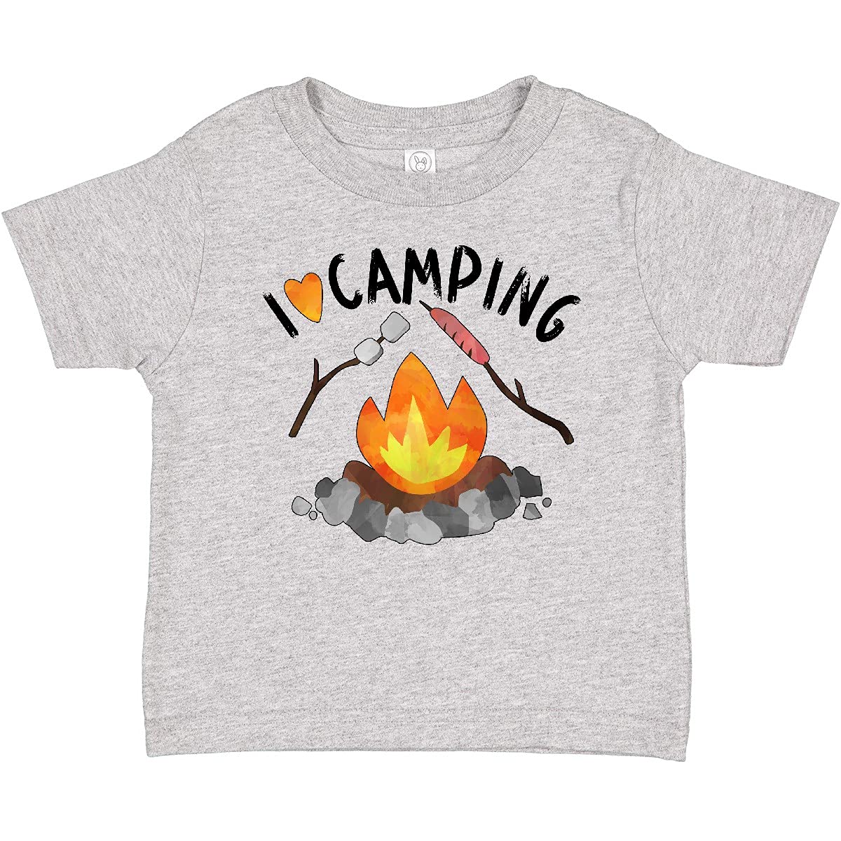 Inktastic I Love Camping Baby T-Shirt - Cute Campfire, Hot Dog & Marshmallows Design - Soft Cotton Infant Tee for Outdoor Adventures, Family Trips & Camping Enthusiasts