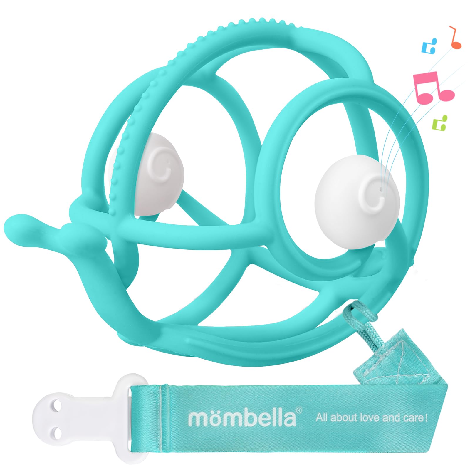 Mombella Snail Baby Teether & Rattle Toy - Soft Silicone Teething Toys for Infants 3-18 Months | BPA Free Chew Toy for Soothing Sore Gums | Perfect for Newborn Sensory Development & On-the-Go Parenting