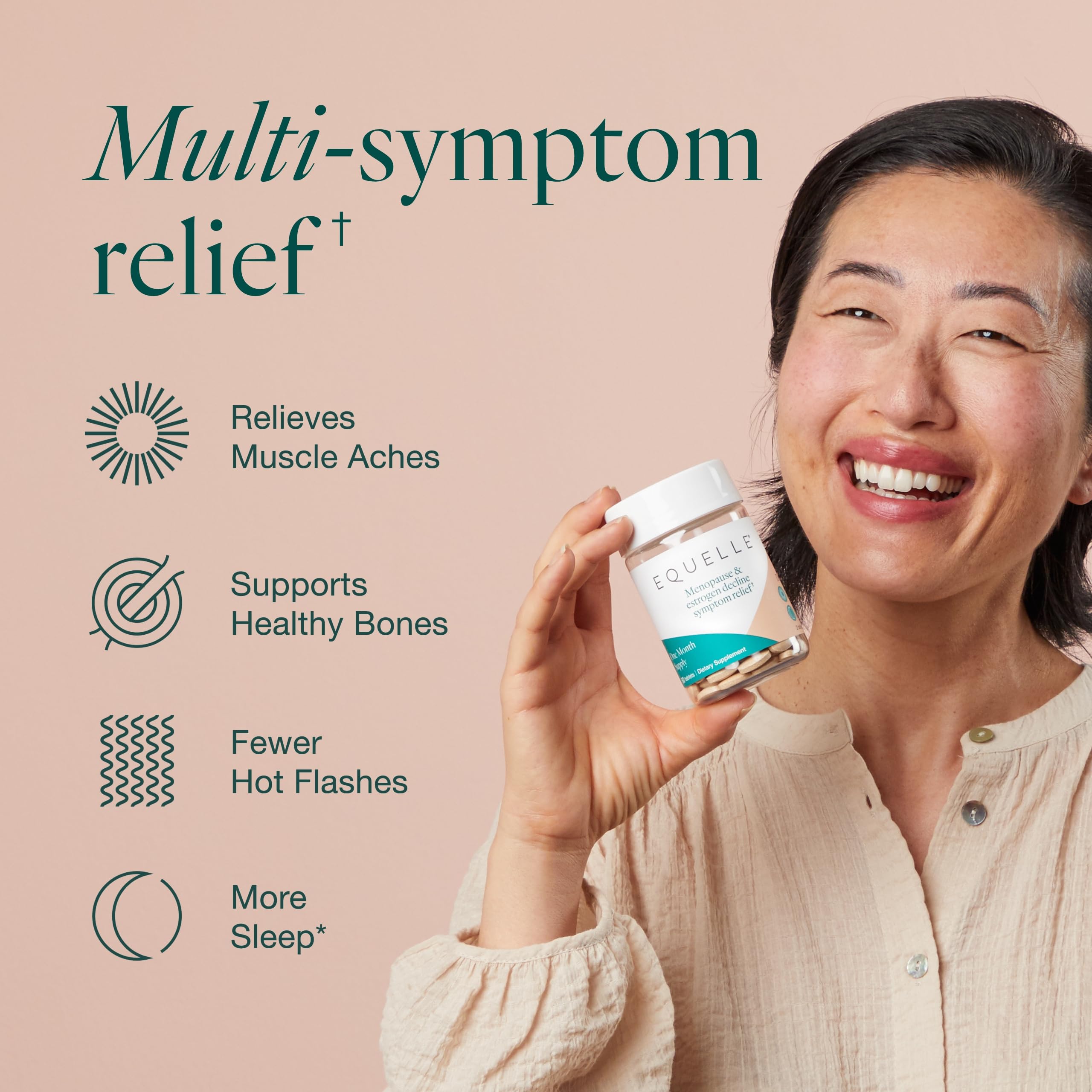 EQUELLE Menopause Supplement for Women - Hot Flash Relief, Better Sleep, Muscle Ache Support - Premium Dietary Supplement with Natural Ingredients - 60 Tablets (2 Pack) - Perfect for Nighttime Relief & Daily Comfort During Menopause Transition
