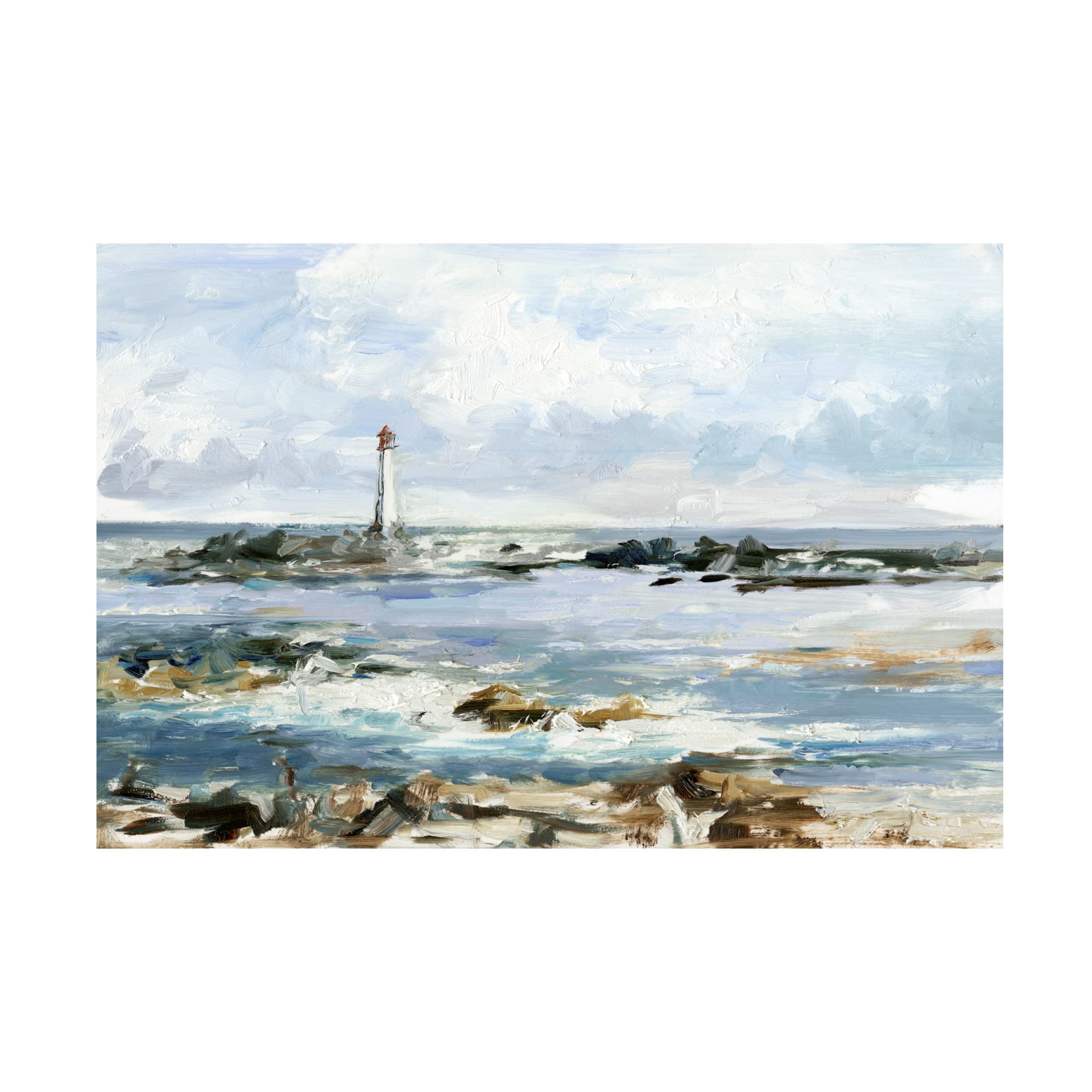 Ethan Harper 'Rocky Shore Coastline I' Canvas Wall Art Print - Coastal Beach Decor for Living Room, Bedroom & Office