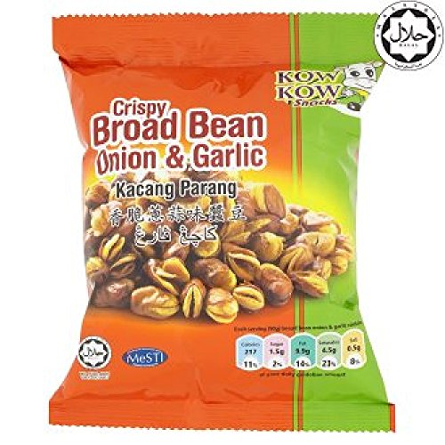 Crispy Onion & Garlic Broad Bean Snacks - Kow Kow 50g (6 Pack) | High Protein Vegan Keto Friendly | Perfect for Office Snacking, Movie Nights & Travel