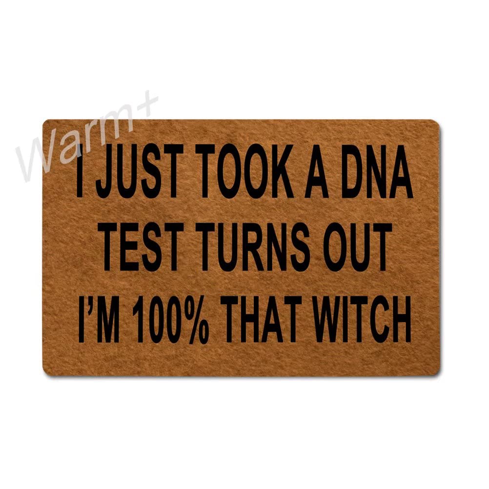 Funny DNA Test Doormat - 100% That Witch Quote Indoor/Outdoor Welcome Mat with Non-Slip Rubber Backing - 23.6 x 15.7 Inch Entryway Floor Mat for Halloween, Home Decor & Front Door Gift