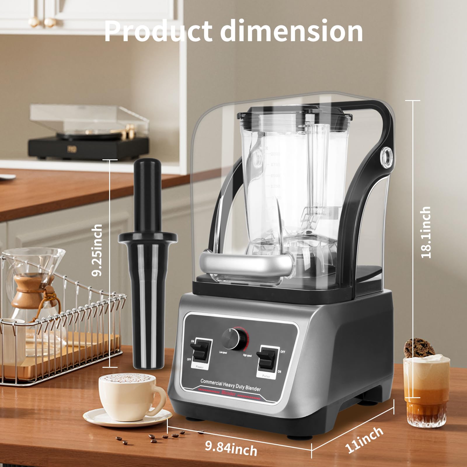 2200W Commercial Blender with Soundproof Shield - 70oz Heavy Duty Professional Blender - Self-Cleaning & Ultra Quiet - Perfect for Smoothie Bars, Restaurants & Home Kitchens