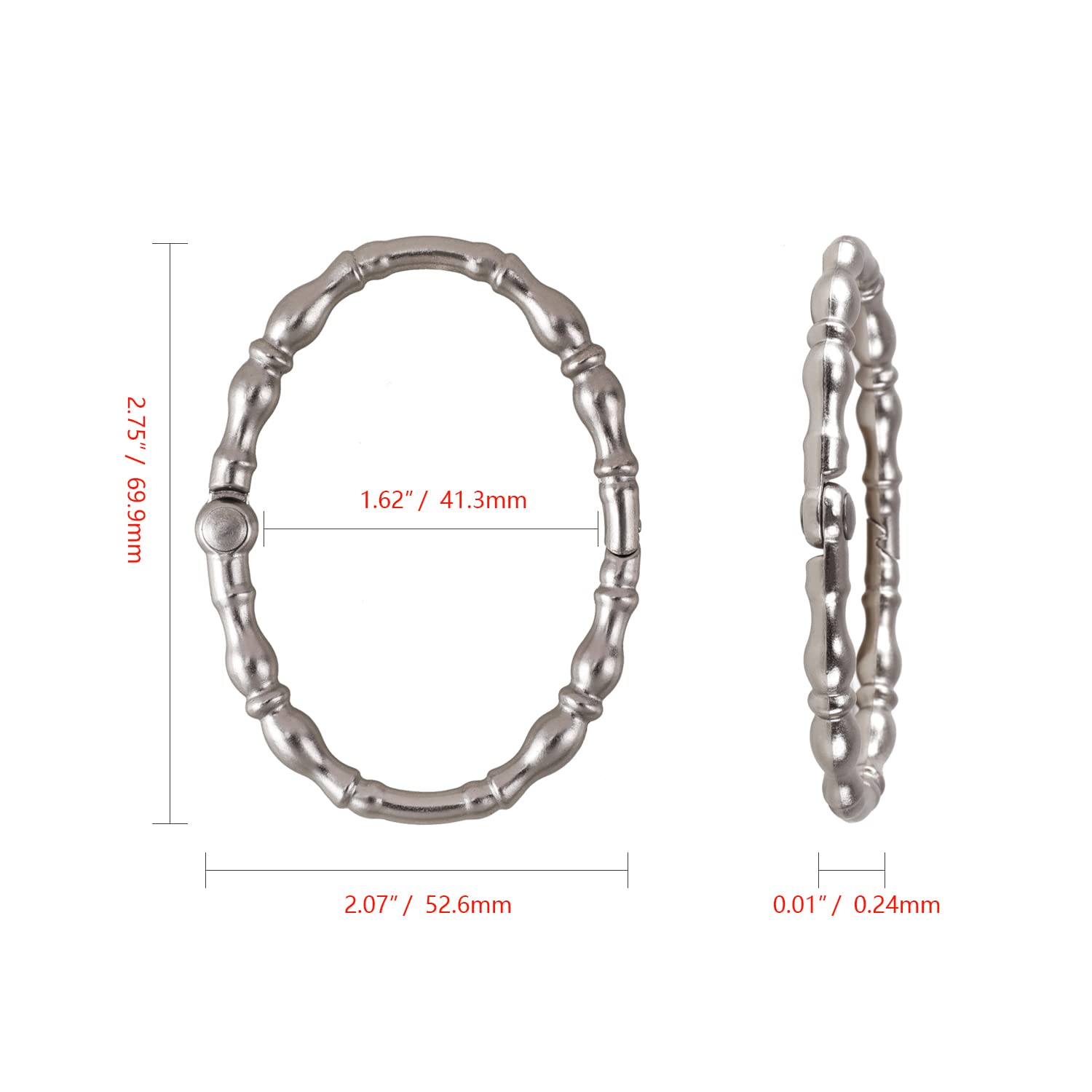 Utopia Alley Shower Hooks - 12 Pack Rustproof Brushed Nickel Shower Curtain Rings for Bathroom - Durable Metal Hooks for Shower Curtains & Liners - Perfect for Bathroom, RV, and Dorm Decor