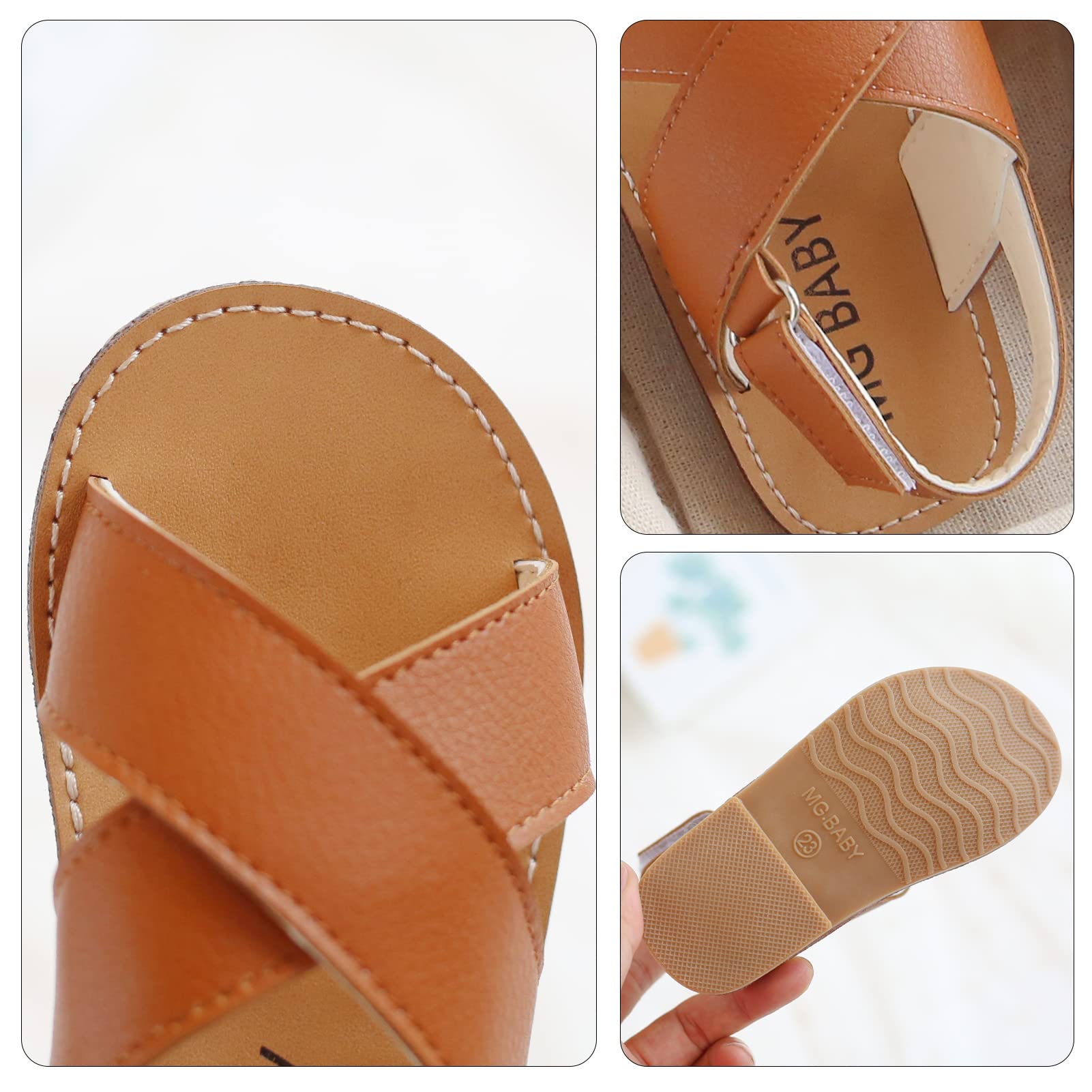 SEAUR Girls & Boys Toddler Sandals - Soft PU Leather Summer Flat Sandals for Kids - Comfortable Outdoor Play Shoes for Beach, Park & Daily Wear