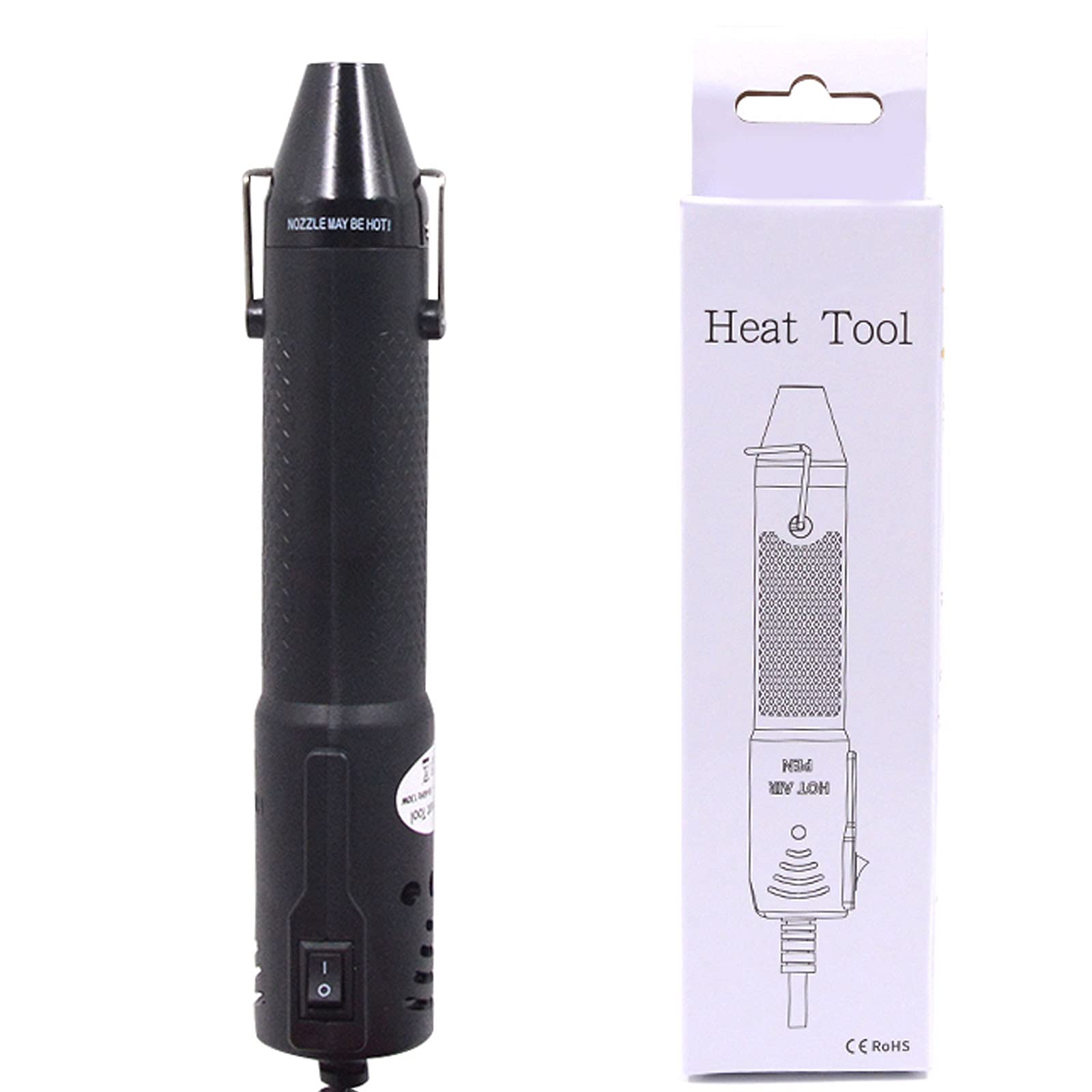 300W Mini DIY Heat Gun - Portable Hot Air Gun for Craft Embossing, Shrink Wrapping PVC, Drying Paint & Clay - Multi-Function Handheld Heating Tool for DIY Projects, Home Repairs & Art Crafts (Black)