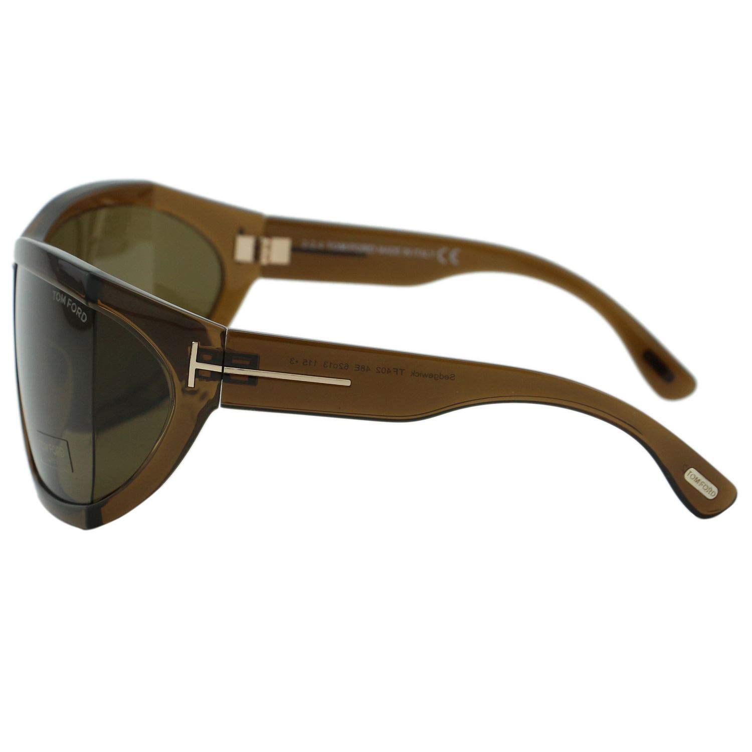 Tom Ford TF402 Sedgewick 48E Wrap Sunglasses - Transparent Brown Frame & UV Protection - Perfect for Driving, Beach, and Outdoor Activities