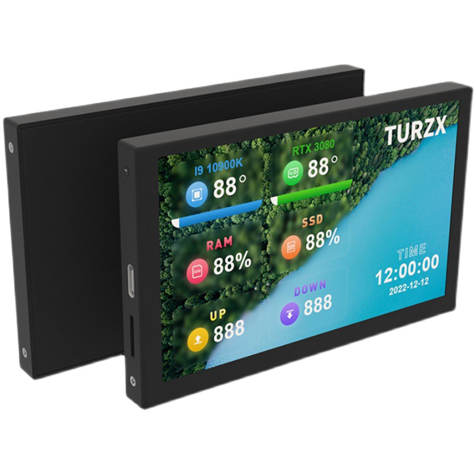 5 Inch IPS USB C Mini LCD Screen - 800x480 Resolution, Temperature Monitor for CPU & GPU, PC Fan Control, Multifunctional Computer Accessory - Perfect for Gaming Rigs, Workstations & DIY PC Builds