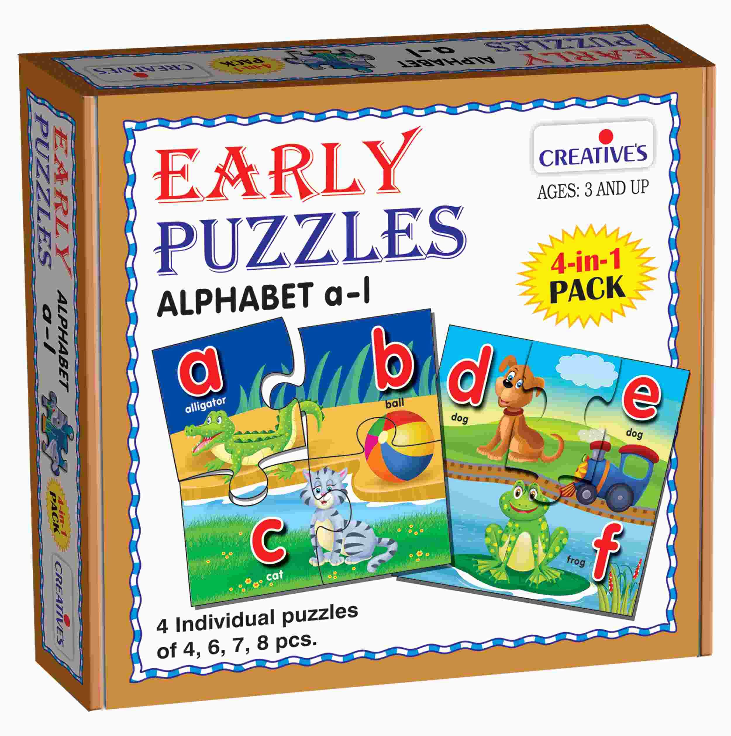 Creative Kids Early Learning Puzzles Step II - Alphabet A to L, Multi-Color Educational Toys for Toddlers | Perfect for Preschool Classroom, Homeschooling & Montessori Activities
